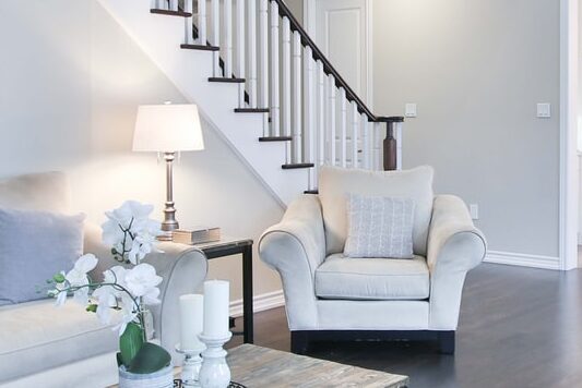 light fabric sofa set in a Hamptons Style Living room