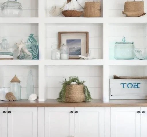 How to Style Coastal Shelves in the Living Room