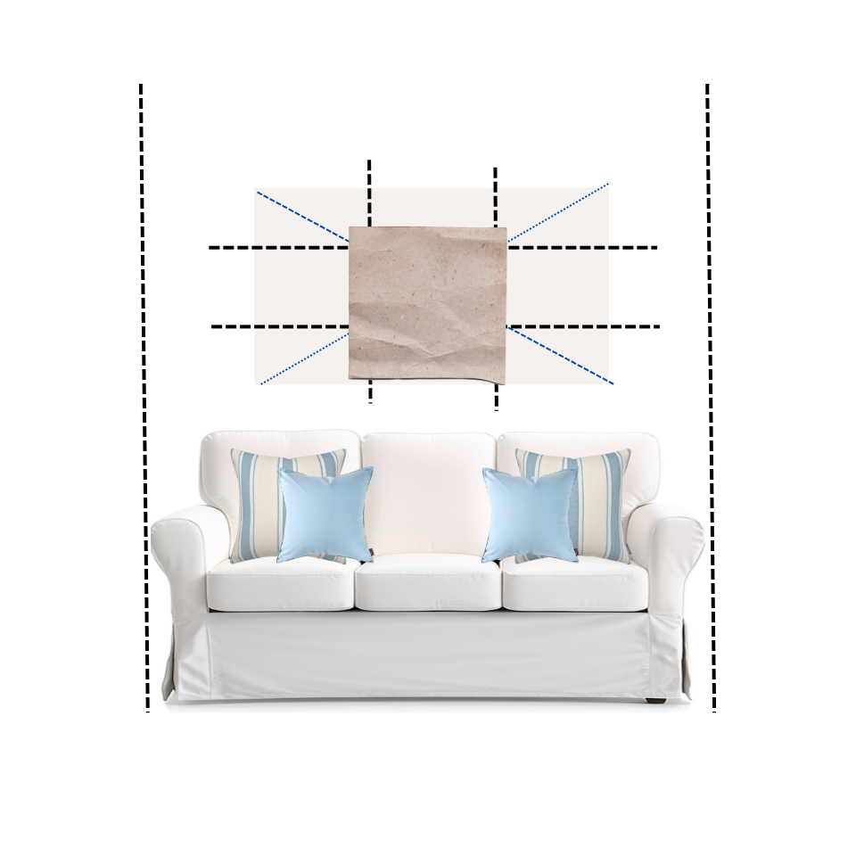 illustration of a wall above the sofa layout one frame