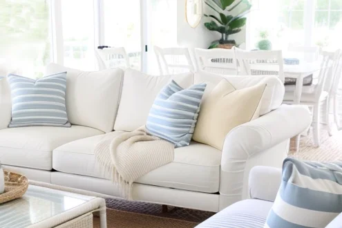 Coastal Living Room with Coastal Sofa Pillows