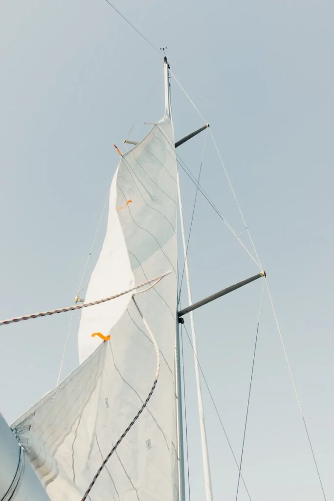 low angle photo of white sail